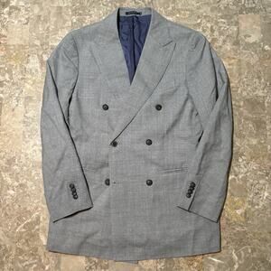 Suitsupply Blazer Mens 42L Slim Grey Havana Double Breasted Jetted Wool Canonico